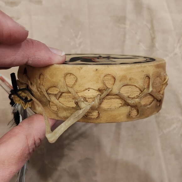 Mimbres Pottery Inspired Painted Drum, New With Tags - Picture 6 of 7